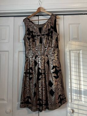 eva mendes for New York & Company Black Dress with Gold Sequin Pattern